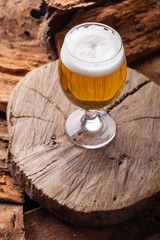 Light beer on stump
