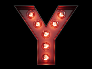 Light bulb alphabet character Y font