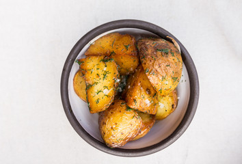 Golden potatoes ready to be eaten