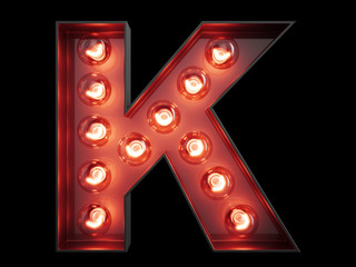 Light bulb alphabet character K font