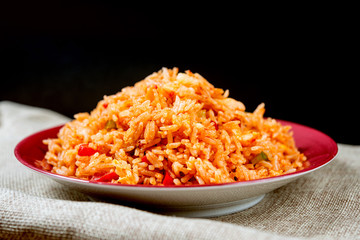 Homemade Chinese fried rice with vegetables and fried eggs
