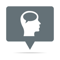 Graue Sprechblase mit Kopf - Profil