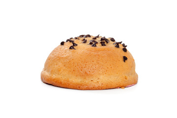 Chocolate Chips Coffee Bun isolated on white background