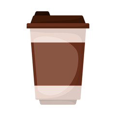 glass disposable for hot drinks with lid in realistic colorful silhouette on white background vector illustration