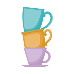 porcelain cup stack in realistic colorful silhouette on white background vector illustration