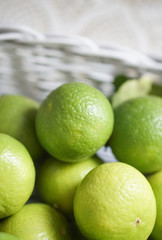 Close Up Lime in a White Basket
