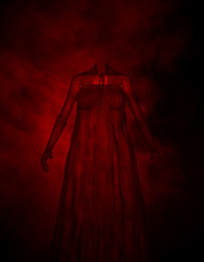 3d illustration of headless ghost woman,Horror background,mixed media - obrazy, fototapety, plakaty