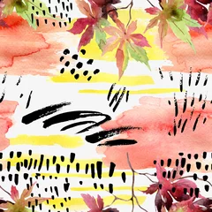 Foto op Canvas Abstract herfst naadloos patroon in heldere herfstkleuren. © Tanya Syrytsyna