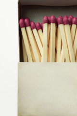 Closeup of matchbox, isolated on white.