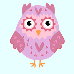 Nice pink owl with ears and hearts