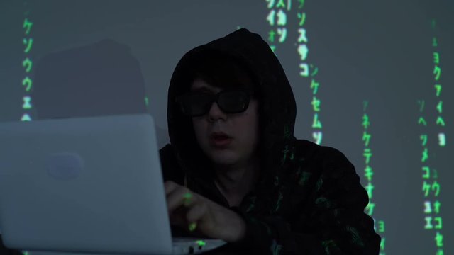Man Use Laptop Keyboard With Shift With Illumination And Color Matrix