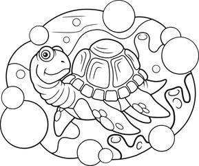 cartoon sea turtle funny illustration
