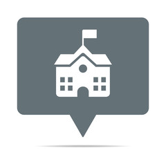 Graue Sprechblase mit Rathaus