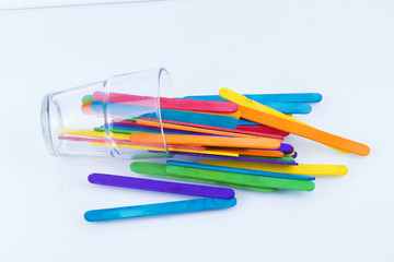 Concept image of colorful ice cream sticks on the white background/selective focus, and copy space for word