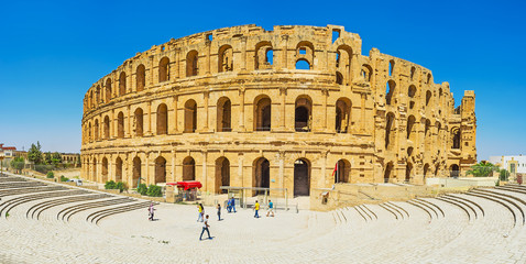 Panorama of El Jem amphitheater in El Djem