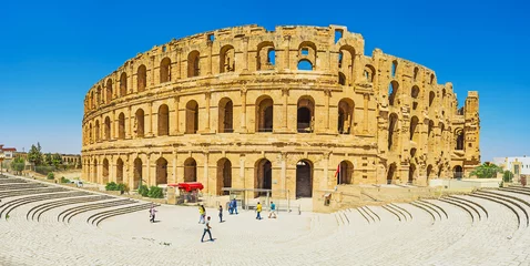 Foto op Canvas Panorama of El Jem amphitheater in El Djem © efesenko