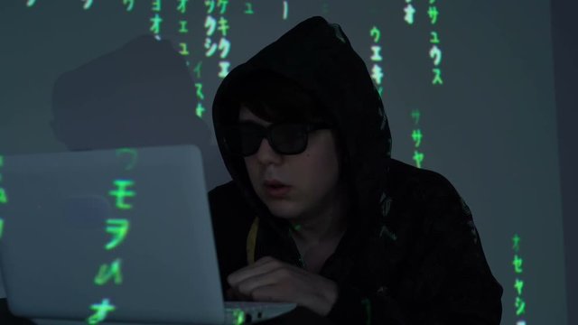 Man Use Laptop Keyboard With Shift With Illumination And Color Matrix