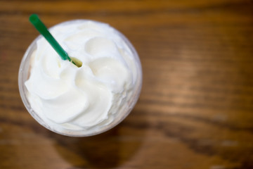 Whipped cream top on iced coffee