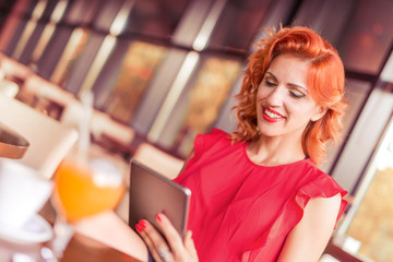 Businesswoman on tablet