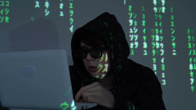 Man Use Laptop Keyboard With Shift With Illumination And Color Matrix