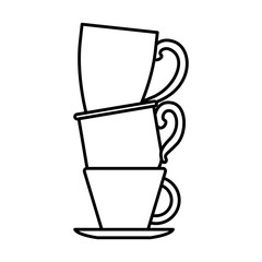 porcelain cup stack monochrome silhouette vector illustration