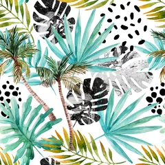 Deurstickers Hand getekende abstracte tropische zomer achtergrond © Tanya Syrytsyna