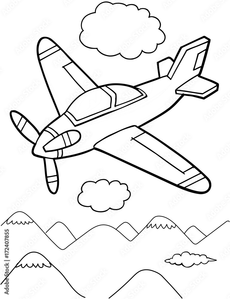 Sticker Cute Aircraft Vector Illustration Art