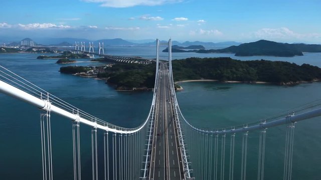 瀬戸大橋から一望できる岡山県と瀬戸内海