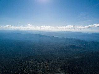Fototapeta na wymiar Mountain landscape in the vicinity of Mount Iremel. Aerial view