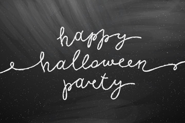 happy halloween party, vector handwritten lettering, halloween poster or greeting card template