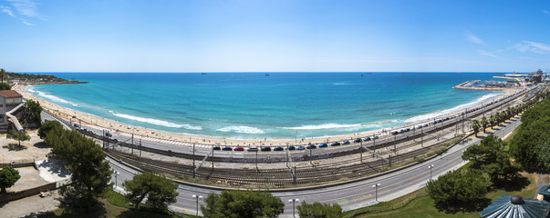 Obraz na płótnie Canvas Panoramic view of Balco del Mediterrani in Tarragona, Spain.