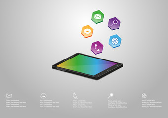 Black Smart Phone With Colorful Icons