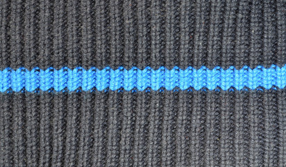 Texture of gray and blue stripe woolen knitted background