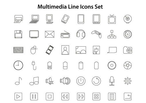 Multimedia Line Icons Set