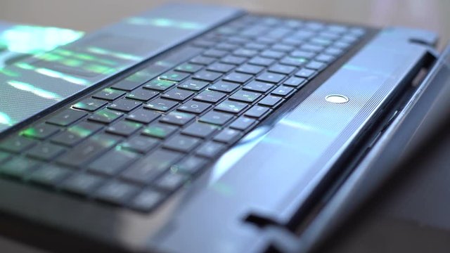Man Use Laptop Keyboard With Shift With Illumination And Color Matrix