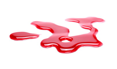 Obraz na płótnie Canvas Glossy red wine liquid droplets isolated on white