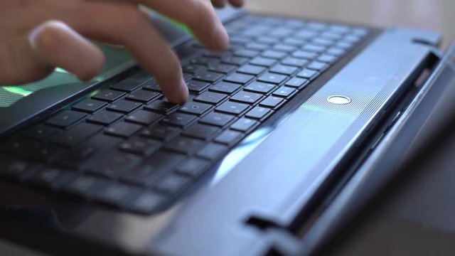 Man Use Laptop Keyboard With Shift With Illumination And Color Matrix