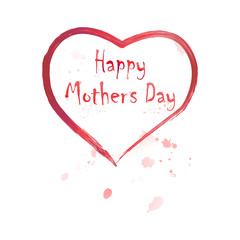 Happy Mothers Day. Vector Festive Holiday Illustration With Lettering And Pink Ribbon Heart And Flowers