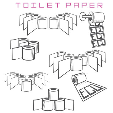 illustration consisting of several images of rolls of toilet paper in the form of a symbol