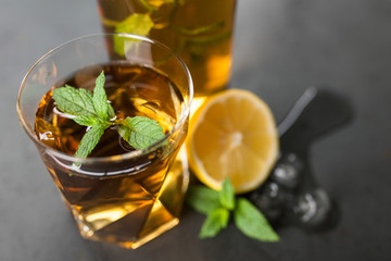 Ice tea with lemon and mint