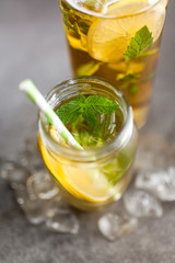Ice tea with lemon and mint