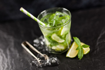 Mojito cocktail on dark background