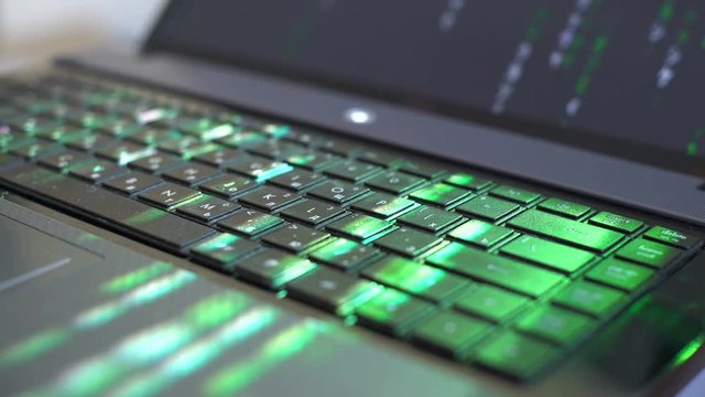 Man Use Laptop Keyboard With Shift With Illumination And Color Matrix