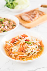 spicy papaya salad (Traditional Thai food)