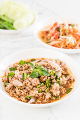 spicy mince pork (Larb - Traditional Thai Food)