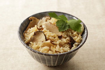 松茸ご飯　Rice cooked with matsutake mushroom