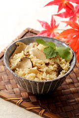 松茸ご飯　Rice cooked with matsutake mushroom
