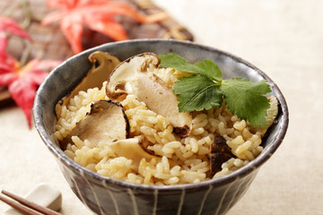 松茸ご飯　Rice cooked with matsutake mushroom