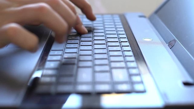 Man Use Laptop Keyboard With Shift With Illumination And Color Matrix
