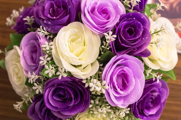 バラの花束ブーケ、紫、白